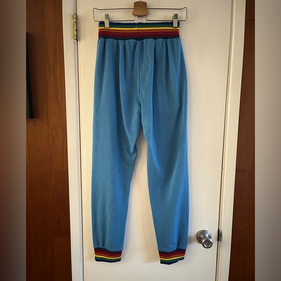 Aviator Nation Rainbow Rib Pocket Sweatpants in Ocean - Picture 2 of 5